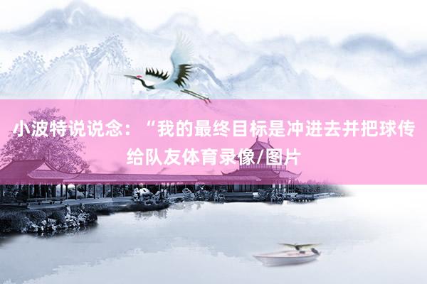 小波特说说念：“我的最终目标是冲进去并把球传给队友体育录像/图片