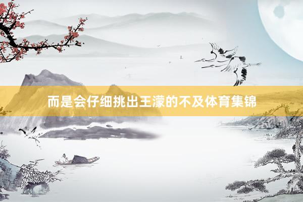 而是会仔细挑出王濛的不及体育集锦