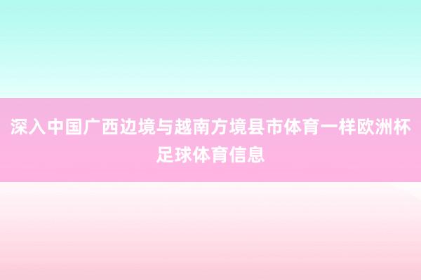 深入中国广西边境与越南方境县市体育一样欧洲杯足球体育信息
