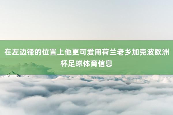 在左边锋的位置上他更可爱用荷兰老乡加克波欧洲杯足球体育信息