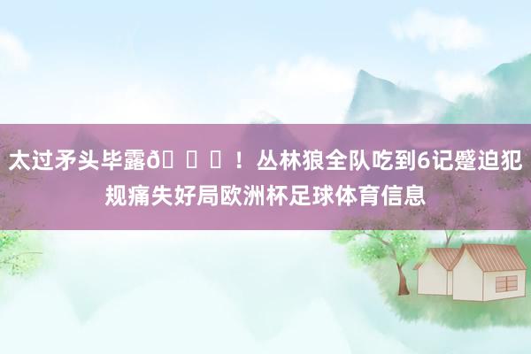 太过矛头毕露👊！丛林狼全队吃到6记蹙迫犯规痛失好局欧洲杯足球体育信息
