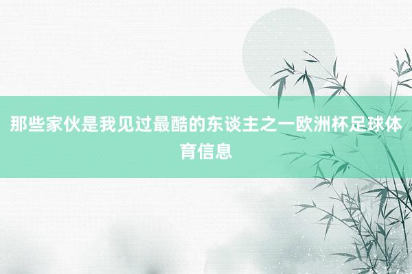 那些家伙是我见过最酷的东谈主之一欧洲杯足球体育信息