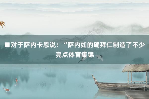 ■对于萨内卡恩说：“萨内如的确拜仁制造了不少亮点体育集锦