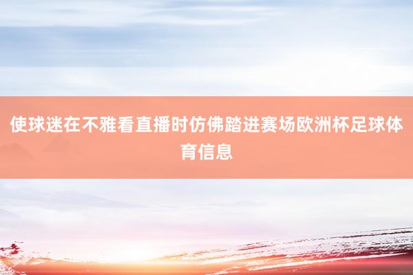 使球迷在不雅看直播时仿佛踏进赛场欧洲杯足球体育信息