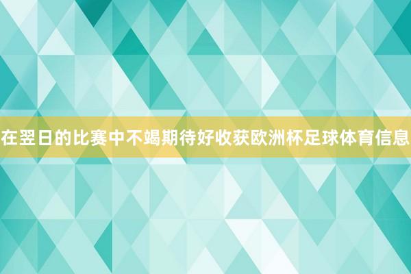 在翌日的比赛中不竭期待好收获欧洲杯足球体育信息