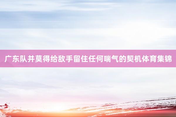 广东队并莫得给敌手留住任何喘气的契机体育集锦