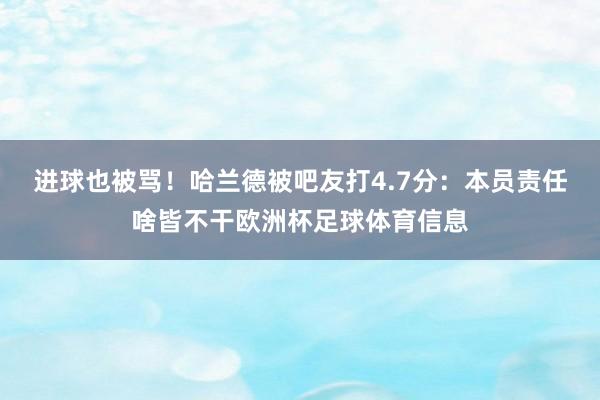 进球也被骂！哈兰德被吧友打4.7分：本员责任啥皆不干欧洲杯足球体育信息