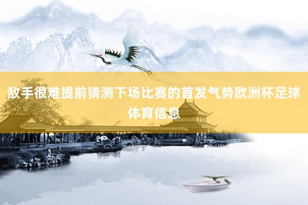 敌手很难提前猜测下场比赛的首发气势欧洲杯足球体育信息