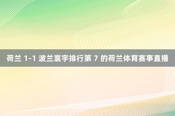 荷兰 1-1 波兰寰宇排行第 7 的荷兰体育赛事直播